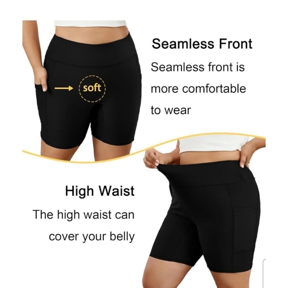 ATTRACO Women's New  Black Plus Size High Wasted Swimsuit Shorts 3X - Picture 6 of 15